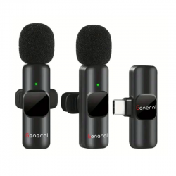 General K10 K2 Microphone For Smartphone, Wireless Mini Microphone Plug & Play USB C Lavalier Microphone Wireless